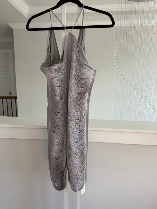 Commense Metallic Silver Fringe Halter Dress - Picture 7 of 8